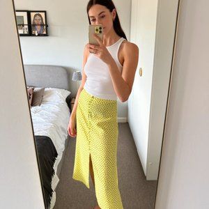Mango yellow spot midi skirt